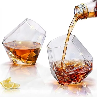 Whiskygläser Set 2 Stück, Diamant-Design, transparent