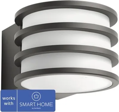 Produktbild von Philips Hue White Lucca Outdoor Wandleuchte anthrazit, Intelligente Wandleuchte, Bluetooth/Zigbee, Anthrazit, LED, Aluminium, E27