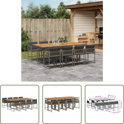 Produktbild von The Living Store 9-tlg. Garten-Essgruppe mit Kissen Grau Poly Rattan