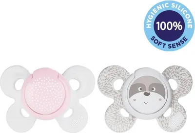 Zdjęcie produktu dla Smoczek silikonowy Physio Comfort dla dziewczynek 0-6 miesięcy 2 sztuki Chicco