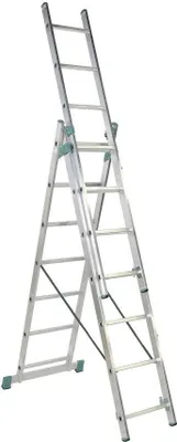Obrázek produktu pro Žebřík Al, 3 x 7 příček, 2,01 m, 3,99 m, úprava na schody, ALVE 7807