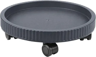 Produktbild von Blumentopfuntersetzer mit Rollen, wetterfester Pflanzenroller, rund mit 360° Rollen und Auffangrand, belastbar bis 60 kg, für Blumentöpfe und Pflanzkübel (Grau, 32 cm)