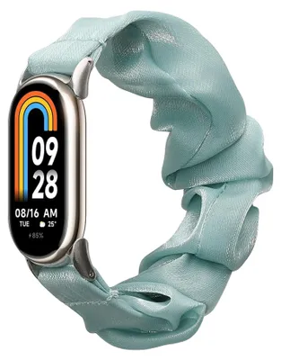 Produktbild von kwmobile Ersatz Armband kompatibel mit Xiaomi Mi Band 10 / Mi Band 9 / 8 - Smartwatch Scrunchie Haargummi Design Grün - Innenmaße 14 - 19 cm