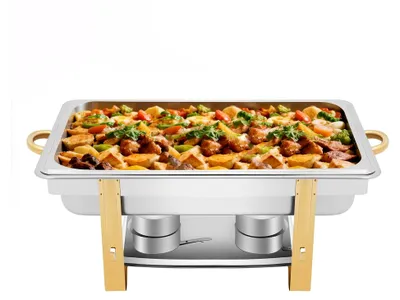 Produktbild von Edelstahl Speisewärmer 9L Warmhaltebehälter für Buffet und Catering, klappbare Griffe, spülmaschinengeeignet