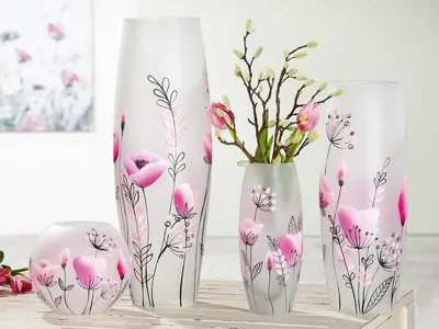 Produktbild von Gilde Kugelvase "Flowery" Glas rosa 39937