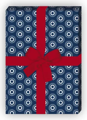 Produktbild von Indigo Geschenkpapier mit kleinem Blüten Muster - G8362, 32 x 48cm