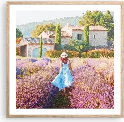 Produktbild von Gerahmtes Poster - Rahmen in heller Eiche - Boho Heidekraut Frau - 60x60 cm - Wand Bild - Wanddeko - Wandbilder - Kunstposter - Wandposter - Bilderrahmen - Bilder - Kunstdruck - P2NAC60x60-4420