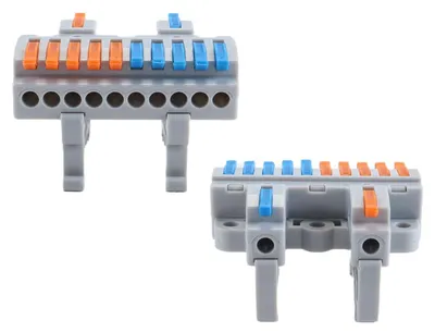 10 DIN-Railklemmenblöcke, 2 in 10 aus, 0,75-4 mm²