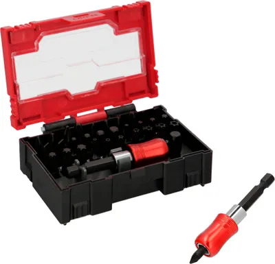 Produktbild von Schraubendreher-Bit-Set aus Chrom-Vanadium-Stahl mit Schnelladapter, 32-teilig