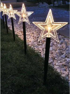 Immagine prodotto di F-H-S bastoncini luminosi a forma di stella, 5 pezzi con scatola per batterie IP44