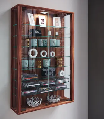 Produktbild von VCM Glasvitrine hängend | Vitrine Glas mit ESG-Sicherheitsglas | Maße: H. 91 x B. 59 x T. 18 cm | Hängevitrine Glas | Modern und platzsparend | Glas Vitrinenschrank - Vitrosa Mini