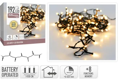 Image de Guirlande lumineuse de Noël 192 LED, à piles, blanche