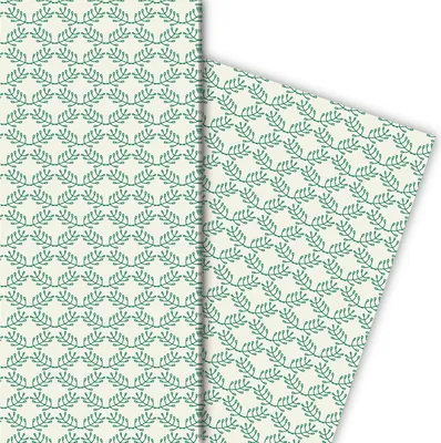 Produktbild von Elegantes Geschenkpapier mit floralem Muster in grün - G6282, 32 x 48cm