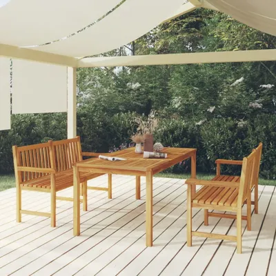 Produktbild von The Living Store 3-tlg. Garten-Essgruppe Massivholz Teak