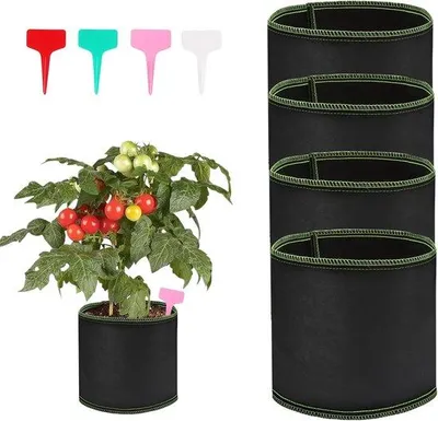 Produktbild von Famanu Stofftopf Set von 4 - Atmungsaktive Pflanzensäcke mit Etiketten