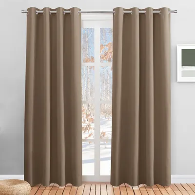 Immagine prodotto di Tende termiche per l'isolamento termico, tende oscuranti con passanti, altezza 220 cm, larghezza 140 cm (confezione da 2), colore cappuccino