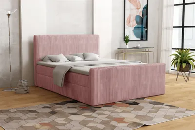 Produktbild von Boxspringbett Schlafzimmerbett IKAROS 140x200cm in Stoff Poso Rose