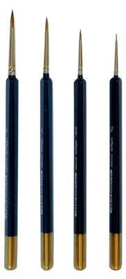 Produktbild von Künstlerpinsel Set aus feinem Rotmarderhaar - Größen 5/0, 00, 2 und 5 - Dreikantstiel