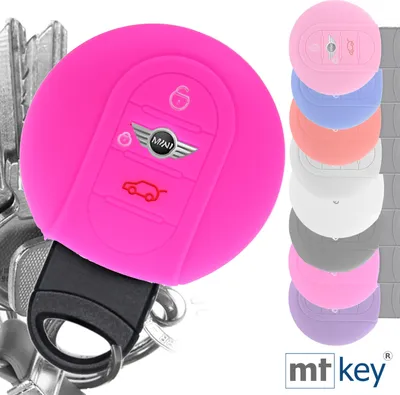 Produktbild von Auto Schlüssel Hülle Silikon Schutz Cover Pink kompatibel mit Mini F56 F54 F55 F57 F60 Clubman Countryman 3 Tasten KEYLESS SMARTKEY