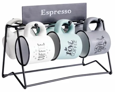 Immagine prodotto di HowHomely | Tazze da caffè - Tazza da caffè - Tazza - colorate - Set da 7 pezzi - Tazza da espresso con piattino - Decorative - moderne