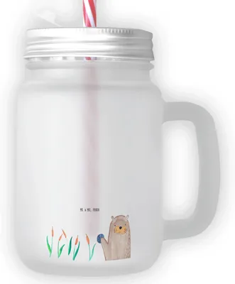 Produktbild von Mr. & Mrs. Panda Glas Otter Stein - Transparent - Geschenk, Seeotter See, Cocktailglas, Pflanzen, Mason Jar, Grüßen, mit deckel, Trinkglas, Neugierig, Schraubverschluss