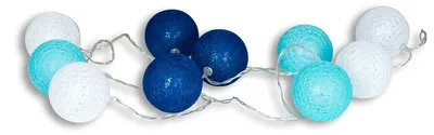 Immagine prodotto di Catena luminosa a LED - 10 luci LED - Palline di cotone - Bianco e blu - 1,80 m