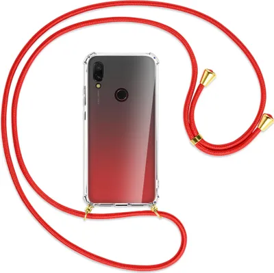 Produktbild von Handykette Backcover-Schutzhülle mit Band (Metall goldfarben) für Xiaomi Redmi 7 - rot