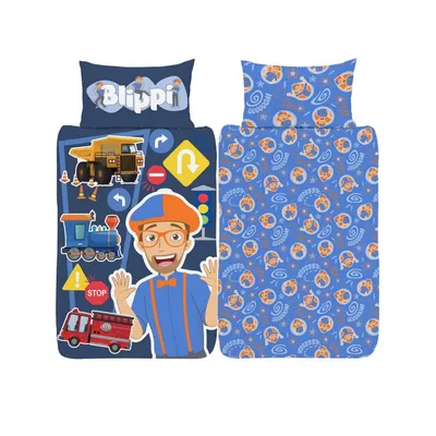 Obrázok produktu pre Blippi - Súprava posteľnej bielizne "Wooooo!" AG2064 (jednolôžko) (modrá/oranžová)