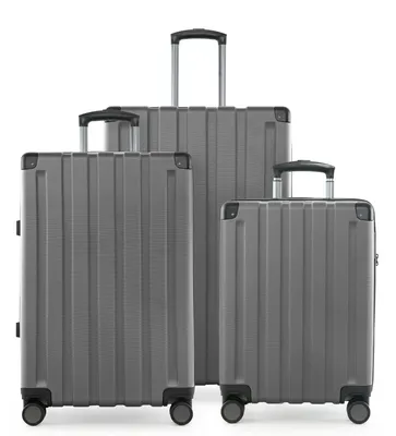 Produktbild von HAUPTSTADTKOFFER Q-Damm - Kofferset 3-teilig, Gepäck-Set (S+M+L) Koffer Hartschale robust, 4 Rollen Erweiterung, Kabinentrolley + Aufgabegepäck, TSA,Silber