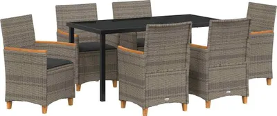 Produktbild von vidaXL Garten Essgruppe 7 pcs Grau Poly-Rattan