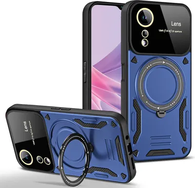 Produktbild von Rüstung Handyhülle für OPPO A78 5G/ A58 5G Dual-Layer Ringhalter Ständer Hülle Blau