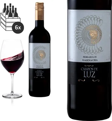Produktbild von 6er Karton 2020 Garnacha Semi Dulce Carinena von Campos de Luz - Rotwein