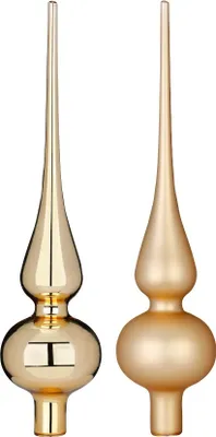 Produktbild von Christbaumspitze Glas 26cm 1 Stück matt / glanz sortiert - Brokatgold