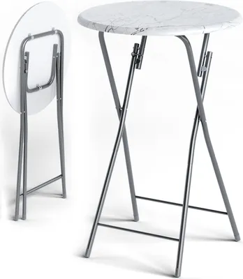 Image de CASARIA® 2x Table de cocktail ronde aspect marbre 110 cm Ø60 cm plateau table MDF mange debout extérieur table d’appoint