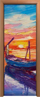 Produktbild von Türposter 70x200 cm Türaufkleber Türtapete Türfolie Klebefolie Boot Wasser Sonne Himmel Landschafts