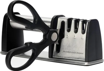 Produktbild von Belle Vous 4-in-1 Profi Messerschärfer - Manuelle Messerschärfer mit 4 Stufen - Wolfram, Keramik, Hartmetall & Diamant Messerschärfer für Scheren &