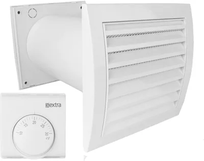 Produktbild von Wärmeverteiler Lüfter Ventilator Ab- Zuluft Thermostat Wärmelüfter Warmluft Wand Ø 100 mm 500 mm