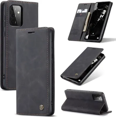 Produktbild von König Design Hülle kompatibel mit Samsung Galaxy A72 5G Kunstleder Handyhülle - Handy Case Schwarz