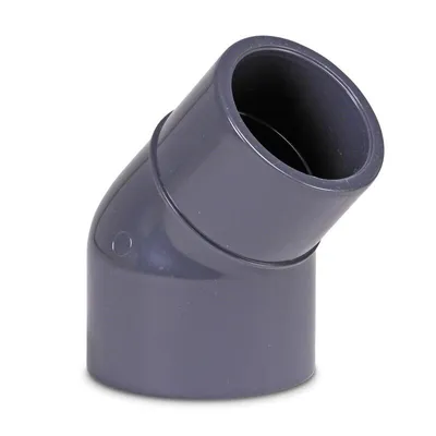 Produktbild von Mega Winkel 45° PVC-U 50/63 mm x 63 mm Klebemuffe/Klebestutzen x Klebemuffe 10 bar, grau