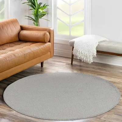Produktbild von Homebyhome Teppich Wohnzimmer Kurzflor Uni Design, Pflegeleicht & Modern, Für Schlafzimmer Flur, Grösse: 200 cm Rund