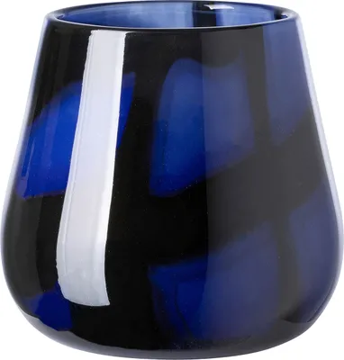Produktbild von Fink MARLY, Glasvase, Windlicht, Glas, glatt, blau , schwarz, L. 18.5 cm, B. 18.5 cm, H. 17 cm, D. 18.5 cm 115430