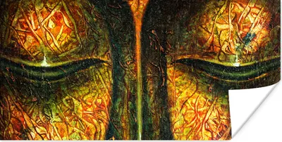 Produktbild von MuchoWow® Poster Buddha - Augen - Gold 120x60 cm - Bild