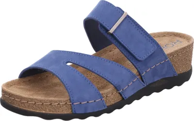 Produktbild von Rohde Damen Pantolette aus Leder mit Keilabsatz und Memoryfußbett Soave-40 5432, Größe:39 EU, Farbe:Blau