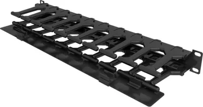 Produktbild von Vertiv 1 HE × 4"-tief, horizontaler Kabelmanager, einseitig mit Abdeckung (1 Stück), Kabelmanagementtafel, Schwarz, 1 Stück(e)