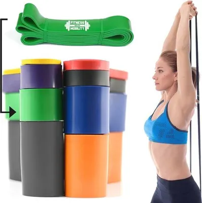 Productafbeelding van Famanu weerstandsbanden set voor fitness en yoga - 3 verschillende weerstandsniveaus