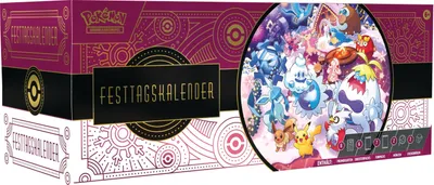 A Pokemon themed advent calendar box with colorful Pokemon characters depicted on the circular side.
