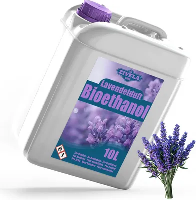 Obrázok produktu pre Bioetanol 96,6 % 10L |alkohol s vôňou levandule 96,6 % 10L | Bioetanol do krbu, stolný krb, krb na bioetanol | Bioetanol s vôňou levandule | Čisté horenie, bez dymu, živý a stabilný plameň