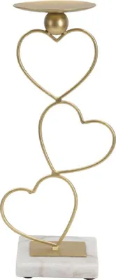 Produktbild von Mauro Ferretti Kerzenhalter Herzen 14,5x10x32,5 cm goldfarben weiß