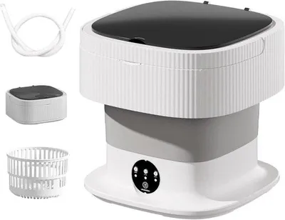 Produktbild von Mini-Waschmaschine – Kompakte Waschmaschine – Für kleine Wäschemengen – Energiesparendes Modell – 30 x 30 x 26 cm – Weiß
