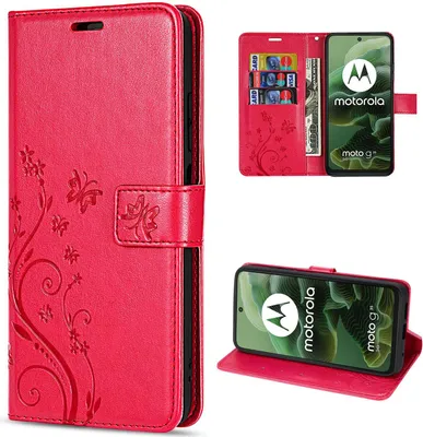 Produktbild von Hülle für Motorola Moto G35 Handyhülle mit [Standfunktion][Kartenfächern] in Rot